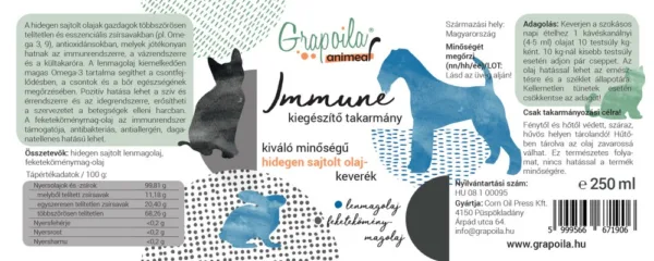 Grapoila ANIMEAL IMMUNE hidegen sajtolt olajkeverék állatoknak 250 ml