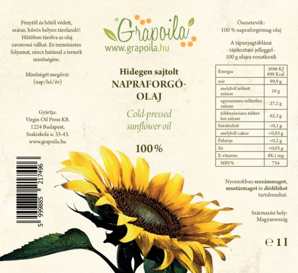 Napraforgóolaj BIO 1000 ml