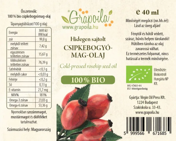 Csipkebogyómag-olaj BIO 40 ml