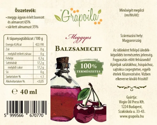 Meggyes balzsamecet 40 ml